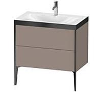 Duravit XViu Table de toilette XV4710OB243P 80x48cm, 2 2000 - out, Match2 trou de coulée, noir mat, Cadres P, basalte mat
