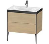 Duravit XViu Table de toilette XV4710OB271P 80x48cm, 2 2000 - out, Match2 trou de coulée, noir mat, Cadres P, le chêne méditerranéen