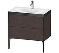 Duravit XViu Table de toilette XV4710OB272P 80x48cm, 2 2000 - out, Match2 trou de coulée, noir mat, Cadres P, chêne foncé brossé