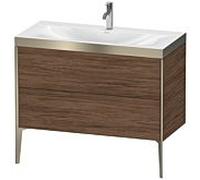 Duravit XViu Table de toilette XV4711OB121P 100x48cm, 2 2000 - out, Match2 trou de coulée, champagne mat, Cadres P, noyer noir
