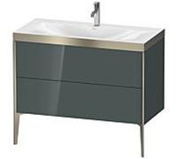 Duravit XViu Table de toilette XV4711OB138P 100x48cm, 2 2000 - out, Match2 trou de coulée, champagne mat, Cadres P, Dolomiti gris brillant