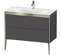 Duravit XViu Table de toilette XV4711OB149P 100x48cm, 2 2000 - out, Match2 trou de coulée, champagne mat, Cadres P, graphite mat