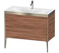 Duravit XViu Table de toilette XV4711OB179P 100x48cm, 2 2000 - out, Match2 trou de coulée, champagne mat, Cadres P, noyer naturel