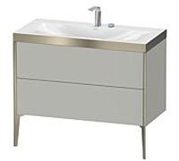 Duravit XViu Table de toilette XV4711OB180C 100x48cm, 2 2000 - out, Match2 trou de coulée, champagne mat, Cadres C, Supermatt graphite