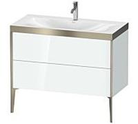Duravit XViu Table de toilette XV4711OB185P 100x48cm, 2 2000 - out, match3 trou de coulée, champagne mat, Cadres P, blanc haute brillance