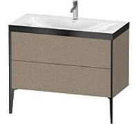 Duravit XViu Table de toilette XV4711OB211P 100x48cm, 2 2000 - out, Match2 trou de coulée, noir mat, Cadres P, le cachemire chêne