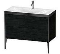 Duravit XViu Table de toilette XV4711OB216P 100x48cm, 2 2000 - out, match3 trou de coulée, noir mat, Cadres P, Eiche schwarz