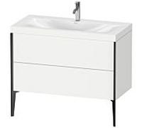 Duravit XViu Table de toilette XV4711OB218C 100x48cm, 2 2000 - out, match3 trou de coulée, noir mat, Cadres C, blanc mat