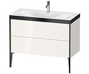 Duravit XViu Table de toilette XV4711OB222P 100x48cm, 2 2000 - out, match3 trou de coulée, noir mat, Cadres P, blanc haute brillance