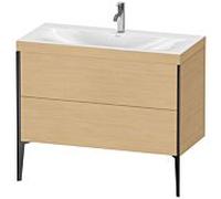 Duravit XViu Table de toilette XV4711OB230C 100x48cm, 2 2000 - out, match3 trou de coulée, noir mat, Cadres C, Eiche natur