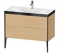 Duravit XViu Table de toilette XV4711OB230P 100x48cm, 2 2000 - out, match3 trou de coulée, noir mat, Cadres P, Eiche natur