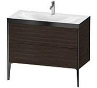 Duravit XViu Table de toilette XV4711OB269P 100x48cm, 2 2000 - out, Match2 trou de coulée, noir mat, Cadres P, noyer satiné