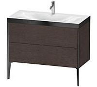 Duravit XViu Table de toilette XV4711OB272P 100x48cm, 2 2000 - out, Match2 trou de coulée, noir mat, Cadres P, chêne foncé brossé