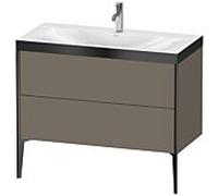 Duravit XViu Table de toilette XV4711OB290P 100x48cm, 2 2000 - out, Match2 trou de coulée, noir mat, Cadres P, flanelle gris mat de soie
