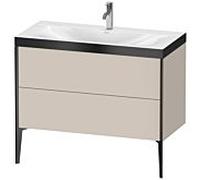 Duravit XViu Table de toilette XV4711OB291P 100x48cm, 2 2000 - out, Match2 trou de coulée, noir mat, Cadres P, taupe mat