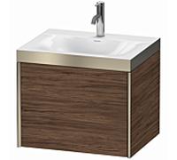 Duravit XViu unité vanité XV4609OB121P 60x48cm, 2000 gigogne, 2000 trou du robinet, champagne mat, Cadres P, noyer foncé