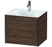 Duravit XViu unité vanité XV4609OB221C 60x48cm, 2000 gigogne, 2000 trou du robinet, noir mat, Cadres C, noyer foncé