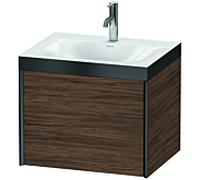 Duravit XViu unité vanité XV4609OB221P 60x48cm, 2000 gigogne, 2000 trou du robinet, noir mat, Cadres P, noyer foncé