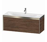 Duravit XViu unité vanité XV4612OB121P 120x48cm, 2000 gigogne, 2000 trou du robinet, champagne mat, Cadres P, noyer foncé