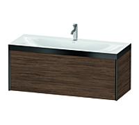 Duravit XViu unité vanité XV4612OB221P 120x48cm, 2000 gigogne, 2000 trou du robinet, noir mat, Cadres P, noyer foncé