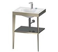 Duravit XViu vasque combinaison XV4714EB189 60 x48 cm, 2 trous pour robinetterie, gris flanelle brillant, avec console en métal, champagne mat