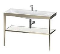 Duravit XViu vasque combinaison XV4717EB185 120 x 48 cm, 2 trous pour robinetterie, blanc haute brillance, avec console en métal, champagne mat