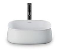 Duravit Zencha Aufsatzbecken 23734232791 42x42cm, sans trou pour robinetterie, trop-plein, plate-forme de trou pour robinetterie, sol, blanc mat, WonderGliss