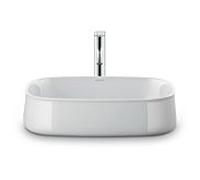 Duravit Zencha Vasques à poser 23735500791 55x39cm, sans trou pour robinetterie, trop-plein, plate-forme de trou pour robinetterie, sol, blanc , WonderGliss