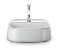 Duravit Zencha Vasques à poser 23744200711 42x42cm, avec trou pour robinetterie, plateforme pour trou pour robinetterie, sans trop-plein, sol, blanc , WonderGliss
