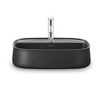 Duravit Zencha Vasques à poser 23745513711 55x39cm, avec trou pour robinetterie, rangée de trous pour robinetterie, sans trop-plein, meulé, anthracite mat, WonderGliss