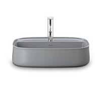 Duravit Zencha Vasques à poser 23745567711 55x39cm, avec trou pour robinetterie, rangée de trous pour robinetterie, sans trop-plein, meulé, gris satiné, WonderGliss