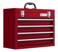 DURHAND Boite à Outils Métallique 4 Tiroirs Plateau 51 x 22 x 39,5 cm Rouge | Coffret à Outils, Tôle Acier