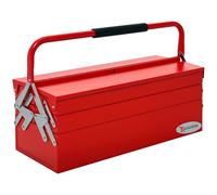 DURHAND Boite à outils métallique - coffret à outils - caisse à outils 3 niveaux 5 plateaux rétractables - tôle acier rouge