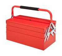 DURHAND Boîte à outils métallique coffret caisse outils métal 3 niveaux 5 plateaux rétractables acier 45 x 22 5 x 34 5 cm rouge