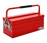 DURHAND Boîte à outils métallique coffret caisse outils métal 3 niveaux 5 plateaux rétractables acier 57 x 21 x 41 cm rouge