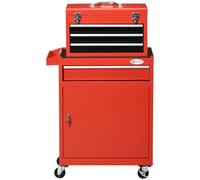 DURHAND Chariot à Outils 2 en 1 avec Caisse Amovible et Armoire avec n Acier, Rouge
