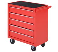 DURHAND Chariot à outils sur roulettes pour atelier avec 5 tiroirs verrouillable 2 clés acier 69 x 33 x 75 cm rouge