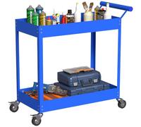 DURHAND Chariot d'Atelier Servante à 2 Niveaux 150 Kg 84,5x38x84cm Bleu | Chariot à Outils, Poignée Latérale, Roulettes Verrouillables, pour Garage, Entrepôt, Outils de Bricolage