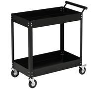 DURHAND Chariot desserte d'atelier en acier 2 plateaux sur roulettes avec poignée - charge max. 150 kg - 84,5 x 38 x 84 cm noir