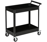 DURHAND Chariot desserte d'atelier 2 plateaux sur roulettes avec poignée charge max. 150 kg 84,5 x 38 x 84 cm acier noir