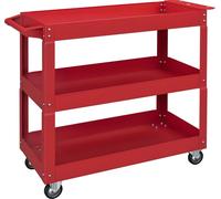 DURHAND Chariot desserte d'atelier acier 3 plateaux sur roulettes avec poignée - charge max. 150 kg - 83 x 35,3 x 76 cm rouge