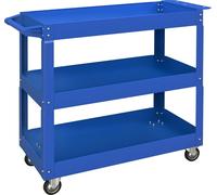 DURHAND Chariot desserte d'atelier acier 3 plateaux sur roulettes avec poignée - charge max. 150 kg - 83 x 35,3 x 76 cm bleu