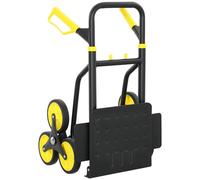 DURHAND Diable d'escalier pliable 120 kg 6 roues, diable demenagement en acier avec cordes télescopiques, 44x38x106,5cm, jaune