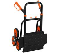 DURHAND Diable d'escalier pliable 120 kg 6 roues, diable demenagement en acier avec cordes télescopiques, 44x38x106,5cm, orange