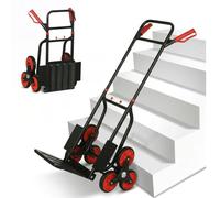 DURHAND Diable d'Escalier Pliable 120 kg 6 Roues Robuste en Acier Rouge