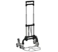 DURHAND – Diable escalier pliant aluminium 6 roues, sangle de sécurité, 70 kg, argent/noir