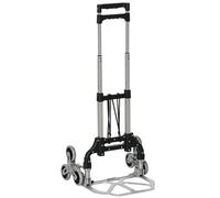 DURHAND Diable Escalier Pliant en Aluminium 6 Roues avec Sangle de Sécurité Charge 70kg Argent Noir Aosom France