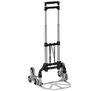 DURHAND Diable escalier Pliant en Aluminium avec 6 Roues et Sangle - Charge de 70 kg avec - Argent et Noir
