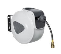 DURHAND Enrouleur automatique pour tuyau à air comprimé de 20 m Raccord 1/4'' BSP avec support mural pivotant à 180° Diamètre intérieur 3/8'' (9,5 x 15 mm) Gris
