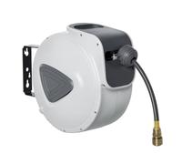 DURHAND Enrouleur de Tuyau à Air Comprimé Automatique 20 m + 1,94 m Gris | Ø Intérieur 3/8" (9,5 mm), 1/4" (6,35 mm) BSPT, Dévidoir pour Tuyau d'Air Rétractable